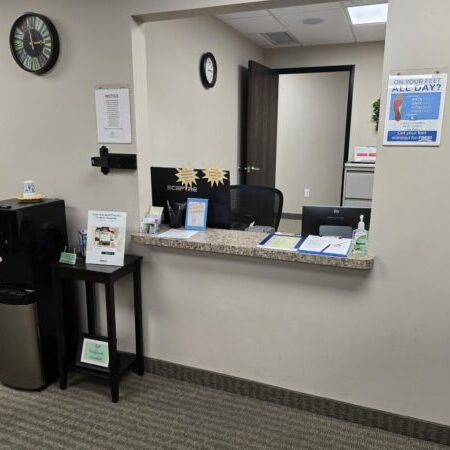 front desk Front desk reception area in office.